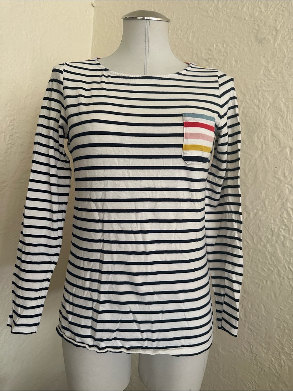 Boden Multicolored Striped Long Sleeve Pocket T-Shirt 6